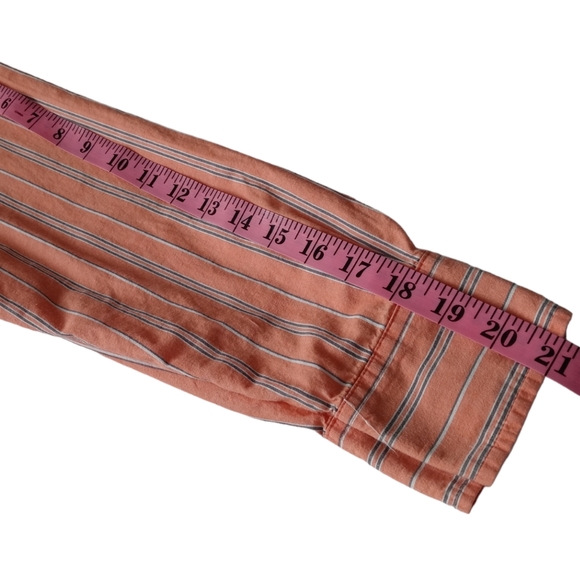 ARIZONA BOYS' STRIPED  LONG SLEEVE SHIRT. SIZE L/G (14-16). COLOR  ORANGE - Picture 7 of 11